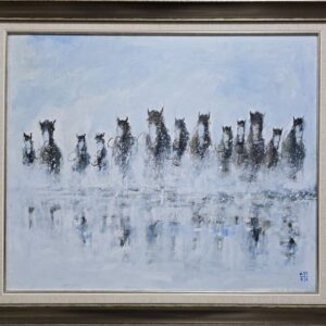 Umetnička slika Konji 35 slikar Dragan Tasić - tehnika akril na platnu kaširano na kartonu - format slike sa ramom 60x70 cm - bez rama 50x60 cm - Cena umetničke slike 17700 dinara - izgled slike sa ramom