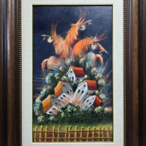 Umetnička slika Krive kuće III slikar Janoš Mesaroš- tehnika kombinovana pastel ulje tehnika - veličina slike bez rama 50x30 cm - sa ramom 73x53 cm - cena umetničke slike 70800 dinara - izgled slike sa ramom