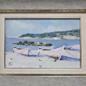 Umetnička slika More 4 slikar Dragan Tasić - tehnika akril na platnu kaširano na kartonu - format slike sa ramom 32x42 cm - bez rama 20x30 cm - Cena umetničke slike 8850 dinara - izgled slike sa ramom