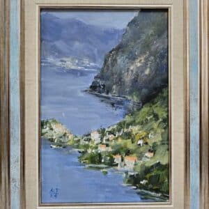 Umetnička slika More 8 slikar Dragan Tasić - tehnika akril na platnu kaširano na kartonu - format slike sa ramom 41x31 cm - bez rama 30x20 cm - Cena umetničke slike 8850 dinara - izgled slike sa ramom