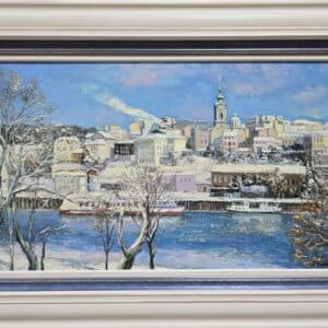 Umetnička slika Saborna crkva zimi slikar Olja Nikonova- tehnika ulje na platnu - veličina slike bez rama 33x55 cm - sa ramom 51x72 cm - cena umetničke slike 44840 dinara - izgled slike sa ramom