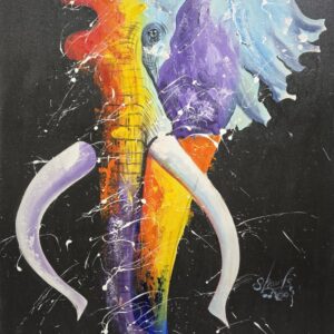 Umetnička slika Slon 1 slikar Sharih (Zanzibar)- tehnika akril na platnu - veličina slike bez rama 80x60 cm - cena umetničke slike 41300 dinara - izgled slike bez rama