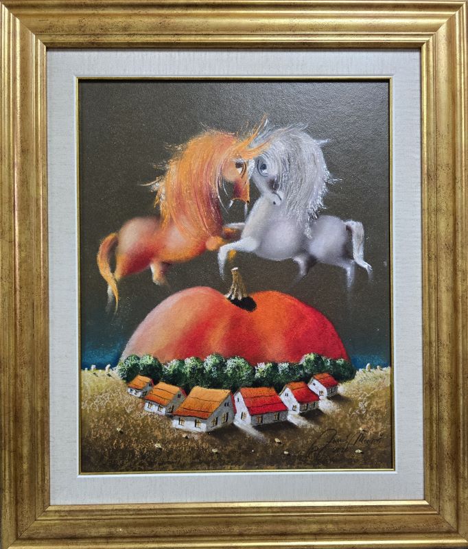 Umetnička slika Srem III slikar Janoš Mesaroš- tehnika kombinovana pastel ulje tehnika - veličina slike bez rama 50x40 cm - sa ramom 69x59 cm - cena umetničke slike 70800 dinara - izgled slike sa ramom