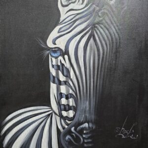 Umetnička slika Zebra slikar Sharih (Zanzibar)- tehnika akril na platnu - veličina slike bez rama 80x55 cm - cena umetničke slike 41300 dinara - izgled slike bez rama