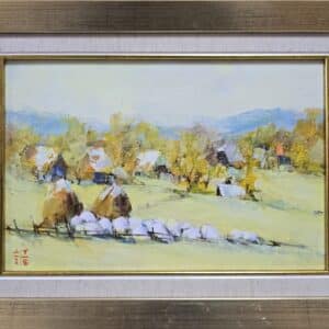 Umetnička slika Zlatibor 5 slikar Dragan Tasić - tehnika akril na platnu kaširano na kartonu - format slike sa ramom 29x39 cm - bez rama 20x30 cm - Cena umetničke slike 8850 dinara - izgled slike sa ramom