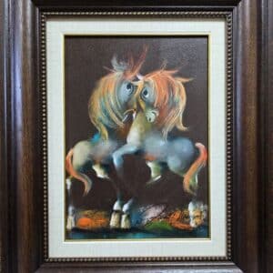 Umetnička slika Braon ljubav IV slikar Janoš Mesaroš- tehnika kombinovana tehnika lak pastel - veličina slike bez rama 35x25 cm - sa ramom 56x56 cm - cena umetničke slike 35400 dinara - izgled slike sa ramom