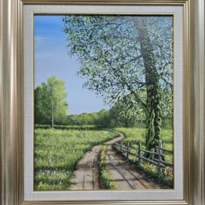 Umetnička slika Letnji put slikar Jadran Đukić- tehnika ulje na platnu - veličina slike bez rama 50x40 cm - sa ramom 69x59 cm - cena umetničke slike 28320 dinara - izgled slike sa ramom