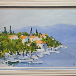 Umetnička slika Morski pejsaž 1 slikar Dragan Tasić- tehnika akril na lesonitu - veličina slike bez rama 60x80 cm - sa ramom 75x95 cm - cena umetničke slike 38940 dinara - izgled slike sa ramom