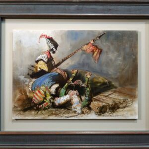 Umetnička slika Panonski pesnik slikar Goran Mitrović- tehnika digitalna kombinovana tehnika sa dodatim aplikacijama i islikanim detaljima uljanom bojom - veličina slike bez rama 30x43 cm - sa ramom 50x63 cm - cena umetničke slike 35400 dinara - izgled slike sa ramom