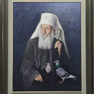 Umetnička slika Patrijarh Pavle slikar Vasa Dolovački- tehnika akril na platnu - veličina slike bez rama 65x50 cm - sa ramom 85x70 cm - cena umetničke slike 265500 dinara - izgled slike sa ramom