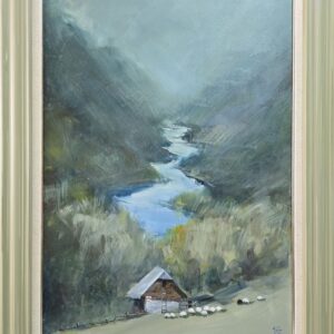 Umetnička slika Planinski predeo slikar Dragan Tasić- tehnika akril na lesonitu - veličina slike bez rama 70x50 cm - sa ramom 86x66 cm - cena umetničke slike 30680 dinara - izgled slike sa ramom