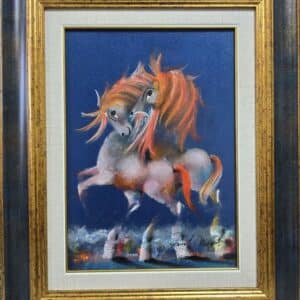 Umetnička slika Plavo IV slikar Janoš Mesaroš- tehnika kombinovana tehnika lak pastel - veličina slike bez rama 35x25 cm - sa ramom 54x44 cm - cena umetničke slike 35400 dinara - izgled slike sa ramom