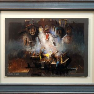 metnička slika Rođenje izabranika slikar Goran Mitrović- tehnika digitalna kombinovana tehnika sa dodatim aplikacijama i islikanim detaljima uljanom bojom - veličina slike bez rama 35x50 cm - sa ramom 56x71 cm - cena umetničke slike 49560 dinara - izgled slike sa ramom