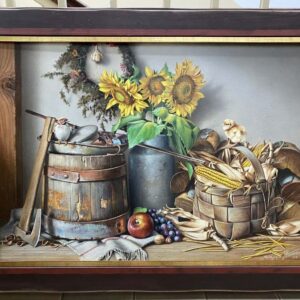 Umetnička slika Magaza slikar Jovica Tomašević- tehnika ulje na platnu kaširano na šperu - veličina slike bez rama 60x85 cm - sa ramom 80x105 cm - cena umetničke slike 177000 dinara - izgled slike sa ramom