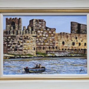 Umetnička slika Smederevo Dunav slikar Jadran Đukić- tehnika ulje na platnu - veličina slike bez rama 25x35 cm - sa ramom 35x45 cm - cena umetničke slike 14160 dinara - izgled slike sa ramom