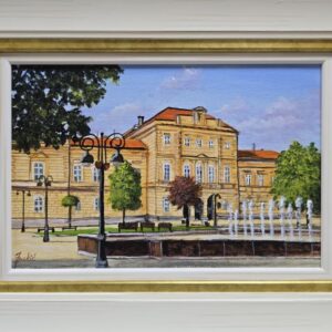 Umetnička slika Smederevo sud 2 slikar Jadran Đukić- tehnika ulje na platnu - veličina slike bez rama 20x30 cm - sa ramom 30x40 cm - cena umetničke slike 11800 dinara - izgled slike sa ramom