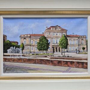 Umetnička slika Smederevo sud slikar Jadran Đukić- tehnika ulje na platnu - veličina slike bez rama 20x30 cm - sa ramom 30x40 cm - cena umetničke slike 11800 dinara - izgled slike sa ramom