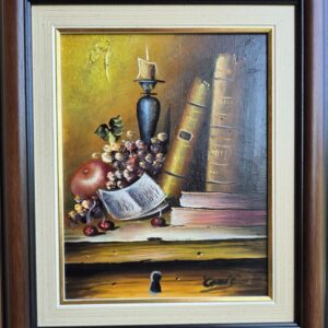 Umetnička slika Mrtva priroda mala 3 slikar Dragan Canić- tehnika ulje na platnu - veličina slike bez rama 28x22 cm - sa ramom 40x34 cm - cena umetničke slike 9440 dinara - izgled slike sa ramom