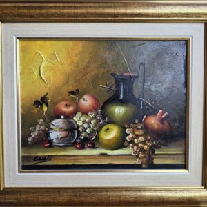 Umetnička slika Mrtva priroda mala 6 slikar Dragan Canić- tehnika ulje na platnu - veličina slike bez rama 22x28 cm - sa ramom 34x42 cm - cena umetničke slike 9440 dinara - izgled slike sa ramom