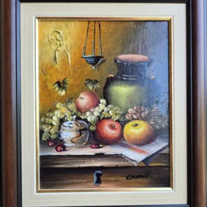 Mrtva priroda mala 9, Dragan Canić, ulje na platnu, sertifikat, luksuzno uramljena, sa 40×34 cm, bez 28×22 cm, 9440 dinara