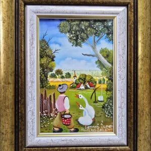 Umetnička slika Žeđ slikar Juraj Lavroš- Naiva Kovačica - tehnika ulje na platnu kaširano na kartonu - veličina slike bez rama 18x12 cm - sa ramom 29x23 cm - cena umetničke slike 17700 dinara - izgled slike sa ramom