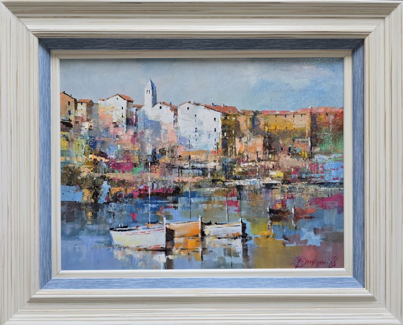 Umetnička slika Barke 3 slikar Branko Dimitrijević- tehnika ulje na platnu - veličina slike bez rama 30x40 cm - sa ramom 43x53 cm - cena umetničke slike 20060 dinara - izgled slike sa ramom
