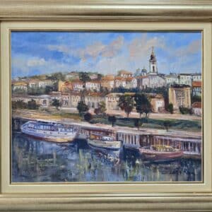 Umetnička slika Beograd 1 slikar Rade Laketa- tehnika ulje na platnu - veličina slike bez rama 39x49 cm - sa ramom 54x64 cm - cena umetničke slike 18880 dinara - izgled slike sa ramom.