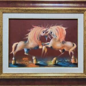 Umetnička slika Bordo ljubav V slikar Janoš Mesaroš- tehnika kombinovana tehnika lak pastel - veličina slike bez rama 25x35 cm - sa ramom 44x54 cm - cena umetničke slike 35400 dinara - izgled slike sa ramom.