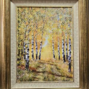 Umetnička slika Jesen 1 slikar Aleksandar Injac- tehnika ulje na platnu - veličina slike bez rama 40x30 cm - sa ramom 56x66 cm - cena umetničke slike 17700 dinara - izgled slike sa ramom.