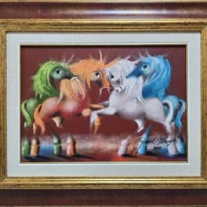 Umetnička slika Porodica V slikar Janoš Mesaroš- tehnika kombinovana tehnika lak pastel - veličina slike bez rama 25x35 cm - sa ramom 44x54 cm - cena umetničke slike 35400 dinara - izgled slike sa ramom.