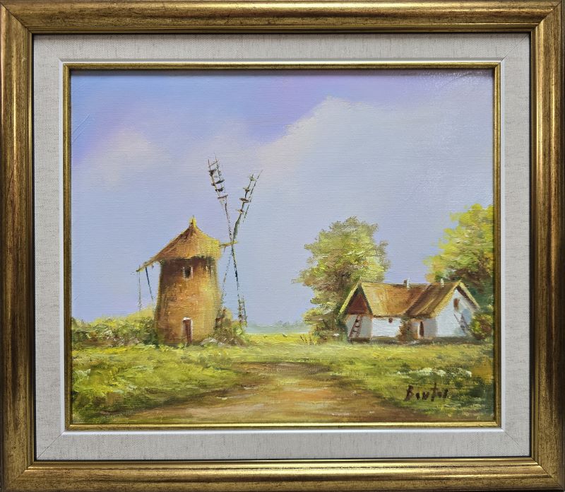 Umetnička slika Salaš 3 slikar Darko Bartoš- tehnika ulje na platnu - veličina slike bez rama 25x30 cm - sa ramom 34x39 cm - cena umetničke slike 8260 dinara - izgled slike sa ramom.