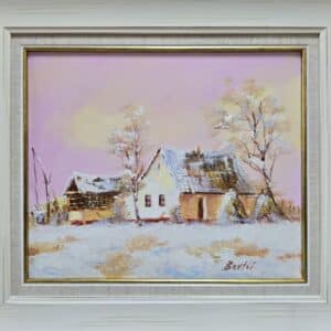 Umetnička slika Salaš 9 slikar Darko Bartoš- tehnika ulje na platnu - veličina slike bez rama 25x30 cm - sa ramom 34x39 cm - cena umetničke slike 8260 dinara - izgled slike sa ramom.