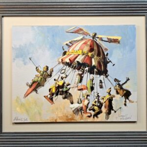 Umetnička slika Lutajući muzičari slikar Goran Mitrović- tehnika digitalna kombinovana tehnika sa dodatim aplikacijama i islikanim detaljima uljanom bojom - veličina slike bez rama 39x50 cm - sa ramom 60x71 cm - cena umetničke slike 49560 dinara - izgled slike sa ramom.