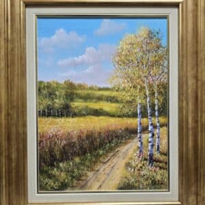 Umetnička slika Tri breze slikar Aleksandar Injac- tehnika ulje na platnu - veličina slike bez rama 40x30 cm - sa ramom 56x46 cm - cena umetničke slike 18880 dinara - izgled slike sa ramom.