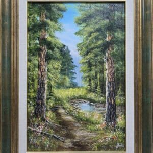 Umetnička slika Zeleno slikar Jadran Đukić- tehnika ulje na platnu - veličina slike bez rama 50x33 cm - sa ramom 66x49 cm - cena umetničke slike 27140 dinara - izgled slike sa ramom.