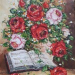Umetnicka slika - Naziv slike Cvece-6- tehnika ulje na platnu-format slike sa ramom 44×39 cm-bez rama 30×25 cm-uramljena-Slikarka Bosa Milaković-sertifikat-Cena slike 16520 dinara - izgled slike bez rama