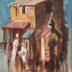 Umetnicka slika - Naziv slike Koliba- Slikar Goran Mitrovic-kombinovana tehnika-Format slike bez rama 20x15 cm-sa ramom 27x31 cm-sertifikat - Cena slike 23600 dinara - izgled slike bez rama