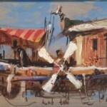 Umetnicka slika - Naziv slike Lebdeca ladja-Slikar Goran Mitrovic-kombinovana tehnika-Format slike bez rama 12x23 cm-sa ramom 24x35 cm-sertifikat - Cena slike 23600 dinara - Izgled slike bez rama