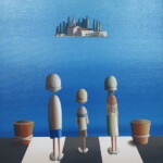 Umetnicka slika - Nazv slike Porodica-Slikarka Sandra Mitrovic-tehnika ulje na platnu-Format slike sa ramom 65×55 cm-bez rama 50×40 cm-sertifikat-Cena slike 41300 dinara - izgled slike bez rama