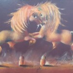 Umenicka slika - Naziv slike Braon ljubav-IX-Slikar Janos Mesaros-tenika kombinovana-pastel ulje luksuzno-uramljena-Format slike bez rama 40×50 cm-sa ramom 53×63 cm-sertifikat-Cena slike 44840 dnara - izgled slike bez rama
