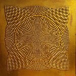 Umetnicka slika - Naziv slike Bliskost-Slikar Dusko Trifunovic-Format slike sa ramom 115×115 cm-bez rama 101×101 cm-metalne nitne pozlata i ulje na lesonitu-sertifikat- Cena slike 236000 din - izgled slike bez rama