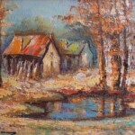 Umetnicka slika - Neziv slike Jesen-tehnika ulje na platnu-Slikar Ivan Vanja Milanovic-Format slike sa ramom 41×51 cm-bez rama 30×40 cm-sertifikat-Cena slike 11800 dinara - izgled slike bez rama
