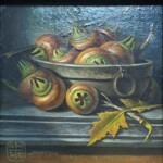 Umetnička slika - Naziv slike Mušmule, Slikar profesor i dekan FLU Educons Dragan Martinovic, Format slike bez rama 19×19 cm, sa ramom 28×28 cm, tehnika ulje na dasci, sertifikat, Cena slike 35400 dinara - izgled slike bez rama Umetnička slika - Naziv slike Mušmule, Slikar profesor i dekan FLU Educons Dragan Martinovic, Format slike bez rama 19×19 cm, sa ramom 28×28 cm, tehnika ulje na dasci, sertifikat, Cena slike 35400 dinara - izgled slike bez rama