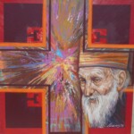 Umetnicka slika 7- Naziv slike Patrijarh Pavle i krst-tehnika ulje na platnu-Format slike 100x100 cm-Slikar Ivan Vanja Milanovic.-sertifikat-Cena slike 82600 dinara - izgled slike bez rama