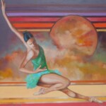Umetnicka slika - Naziv slike Balerina 4-tehnika ulje na platnu-Format slike 100x100 cm-Slikar Ivan Vanja Milanovic.-sertifikat-Cena slike 82600 dinara - izgled slike bez rama