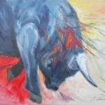 Umetnicka slika - Naziv slike Bik u koridi-tehnika ulje na platnu-Format slike 60x80 cm-akademski slikar-Milovan Penkov Penkaso-Cena slike 35400 dinara - izgled slike bez rama Umetnicka slika - Naziv slike Bik u koridi-tehnika ulje na platnu-Format slike 60x80 cm-akademski slikar-Milovan Penkov Penkaso-Cena slike 35400 dinara - izgled slike bez rama