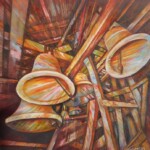 Umetnicka slika - Naziv slike Hilandarska zvona-tehnika ulje na platnu-Format slike 100x100 cm-Slikar Ivan Vanja Milanovic - Cena slike 82600 dinara - izgled slike bez rama