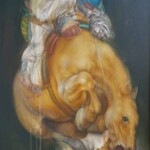 Umetnicka slika - Naziv slike Jahač-Sliikar Miomir Mišo Vemić-tehnika ulje na platnu-Format slike sa ramom 101x81 cm-bez rama 80x60 cm-lux ram-sertifikat- Cena slike 118000 dinara - izgled slike bez rama