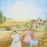 Umetnicka slika - Naziv slike Kosidba-naiva-tehnika ulje na platnu-uramljena-Format slike 30x35 cm-slikar-Slikar Jan Zolnaj-Cena slike 29500 dinara - izgled slike bez rama