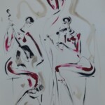 Umetnicka slika - Naziv slike Trio-muzicarki-II-tehnika kombinovana-ulje i crtez na papiru-Format slike 100x70 cm-akademski slikar Dusan Rajsic-sertifikat-Cena slike 70800 dinara - izgled slike bez rama Umetnicka slika - Naziv slike Trio-muzicarki-II-tehnika kombinovana-ulje i crtez na papiru-Format slike 100x70 cm-akademski slikar Dusan Rajsic-sertifikat-Cena slike 70800 dinara - izgled slike bez rama